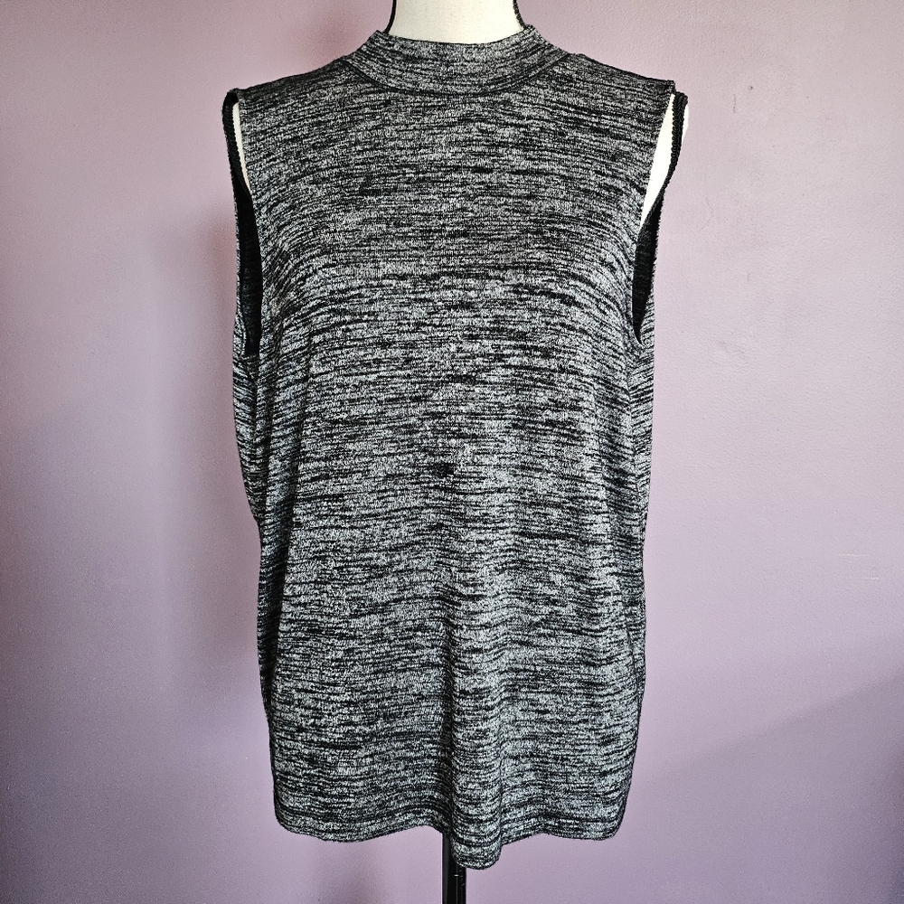 Rag & Bone Gray Black Heathered High Neck Open Back Activewear Tank Top